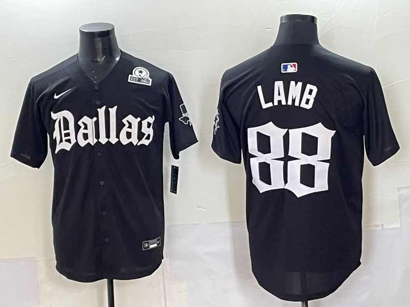 Men 2025 Nike Dallas Cowboys 88 Lamb Black 5th generation Joint Name Limited NFL Jersey 09